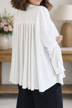 Chemise Charlotte dos plissé en coton – chemise femme élégante et fluide