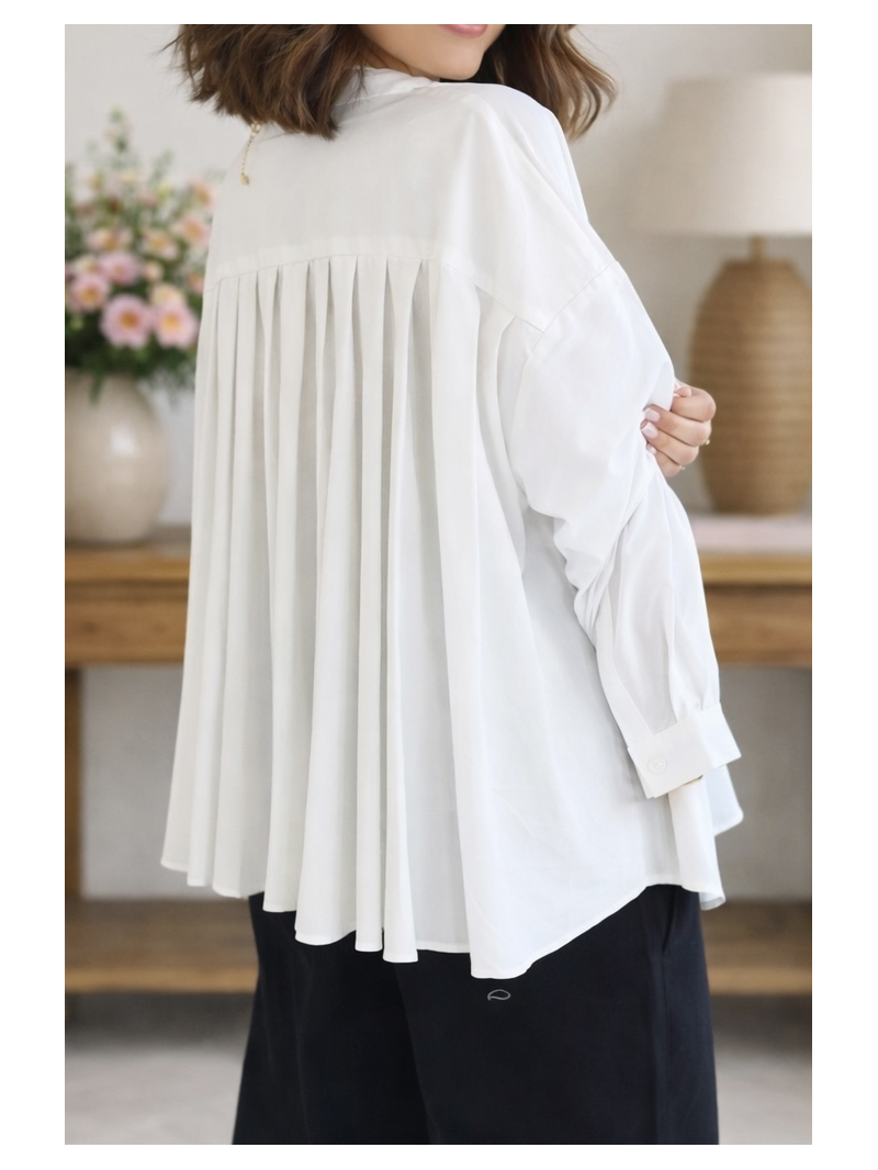 Chemise Charlotte dos plissé en coton – chemise femme élégante et fluide