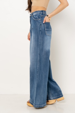 Jean wide bleu femme – Coupe large tendance & taille haute