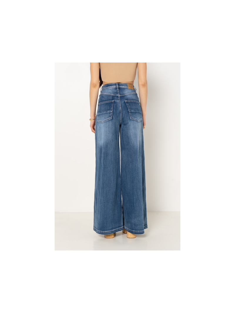 Jean wide bleu femme – Coupe large tendance & taille haute