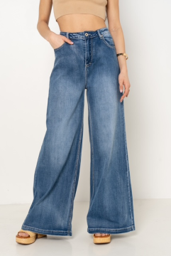 Jean wide bleu femme – Coupe large tendance & taille haute