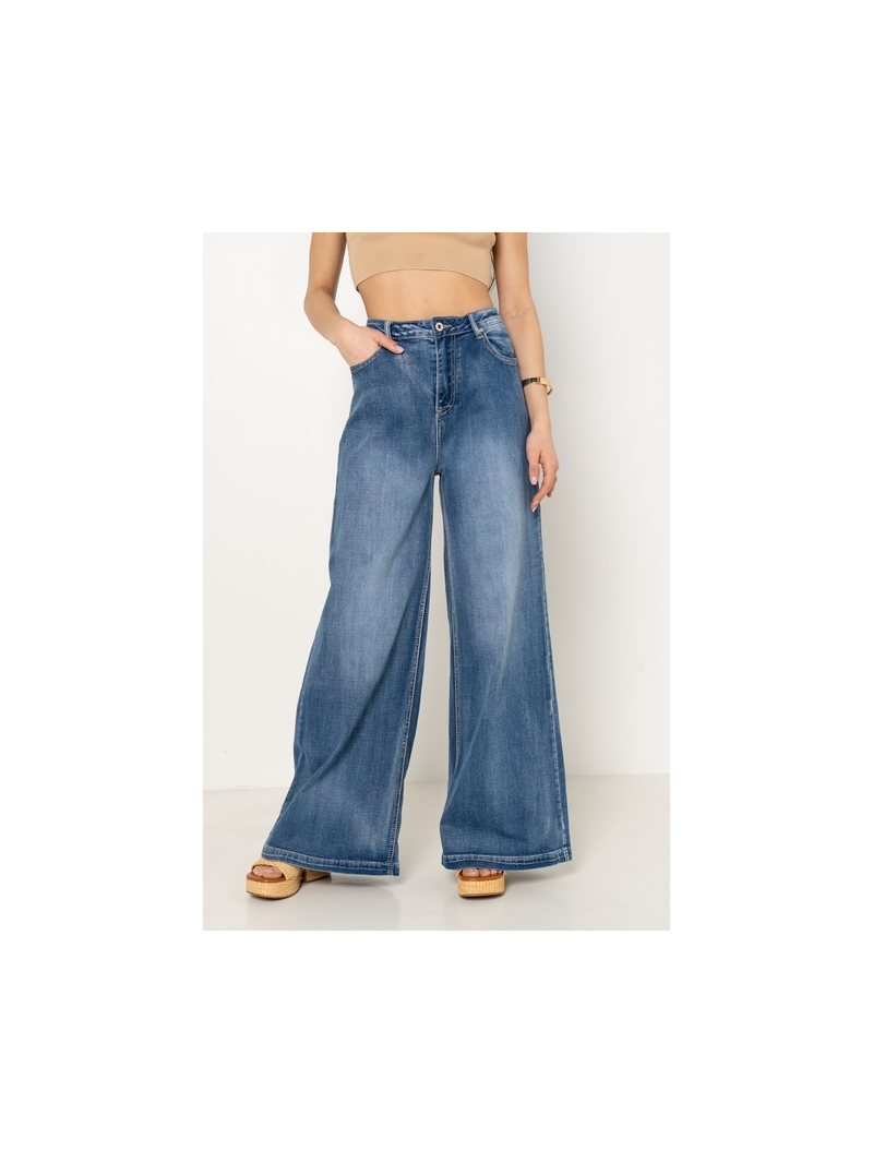 Jean wide bleu femme – Coupe large tendance & taille haute