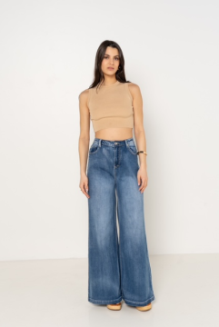 Jean wide bleu femme – Coupe large tendance & taille haute