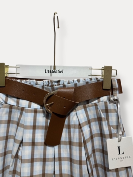 Jupe longue à carreaux ciel avec ceinture – Style bohème chic