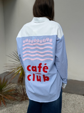 Chemise rayée ciel Café Club – Coupe élégante & style casual chic