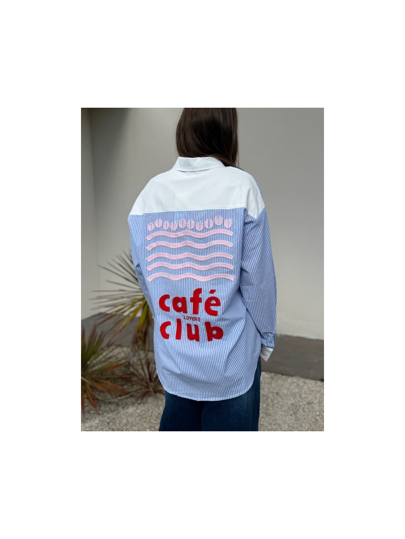 Chemise rayée ciel Café Club – Coupe élégante & style casual chic