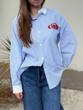 Chemise rayée ciel Café Club – Coupe élégante & style casual chic