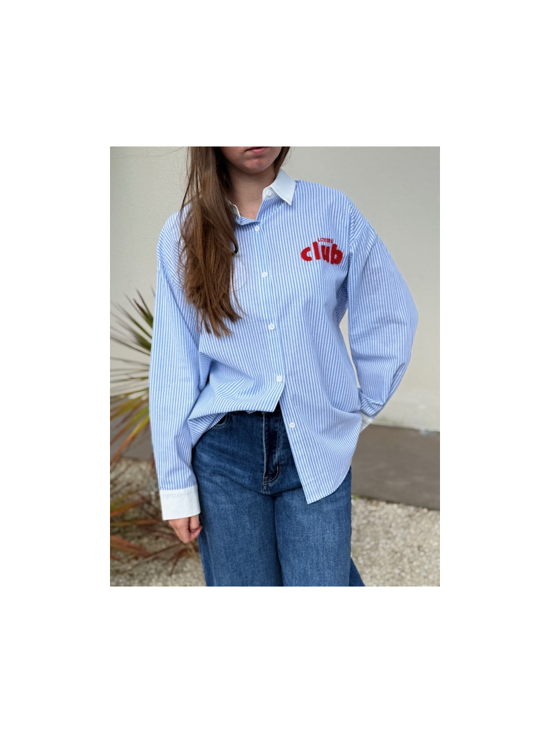 Chemise rayée ciel Café Club – Coupe élégante & style casual chic