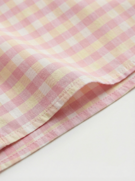 Chemise vichy rose col volanté femme – coton & viscose | Sud Access