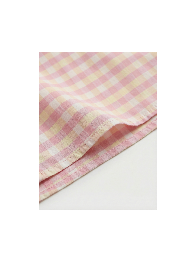 Chemise vichy rose col volanté femme – coton & viscose | Sud Access