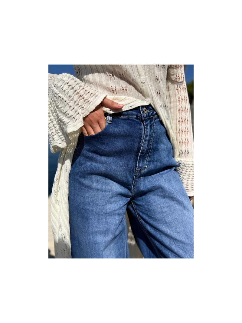Jean wide bleu femme – Coupe large tendance & taille haute