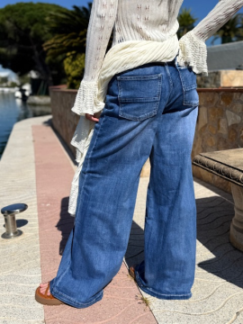 Jean wide bleu femme – Coupe large tendance & taille haute