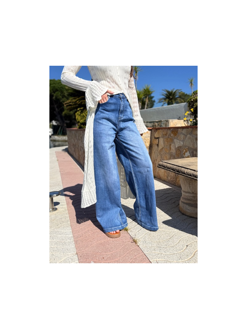 Jean wide bleu femme – Coupe large tendance & taille haute