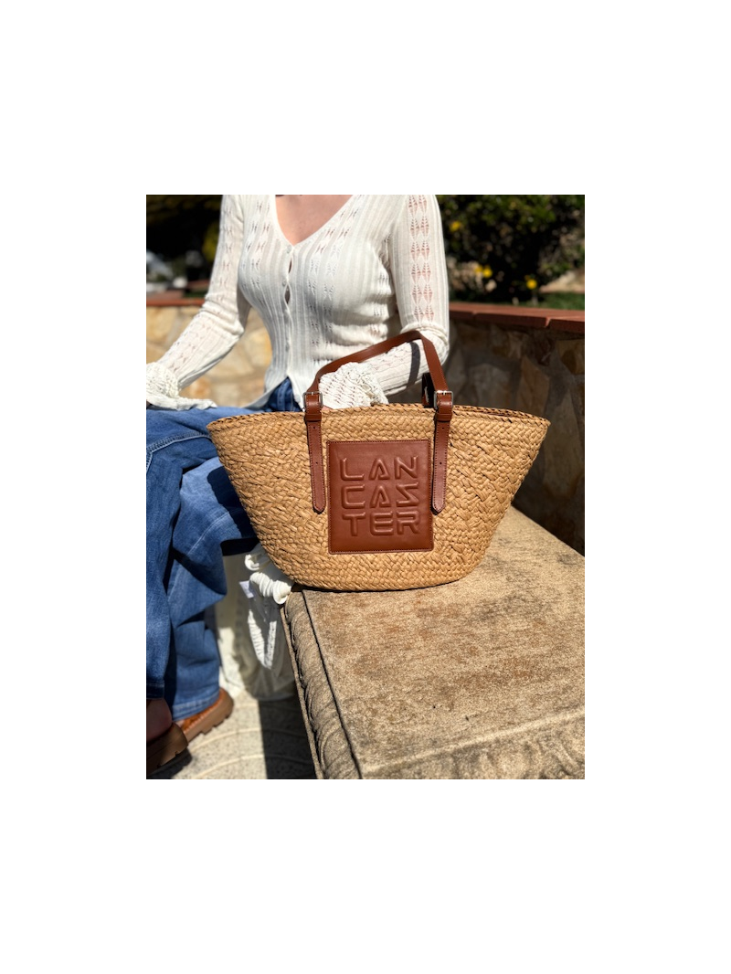 Panier Lancaster osier & cuir – Sac épaule bandoulière zippé naturel