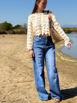 Top crochet écru court – Style bohème chic & tendance