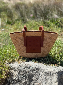 Panier Lancaster osier & cuir – Sac épaule bandoulière zippé naturel