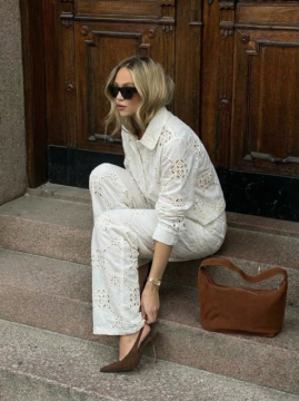 BRODERIE Pantalon blanc