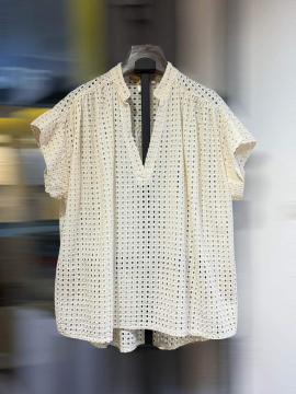 Blouse coton ajouré femme écru – coupe ample taille unique | Sud Access
