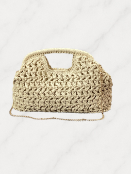 Pochette raphia femme avec chaîne dorée – Sac bohème chic été | Sud Access
