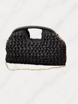 Pochette raphia femme avec chaîne dorée – Sac bohème chic été | Sud Access