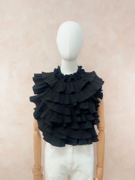 Top dos nu noir à volants plissés Lovely – top femme élégant et tendance