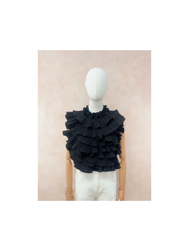 Top dos nu noir à volants plissés Lovely – top femme élégant et tendance