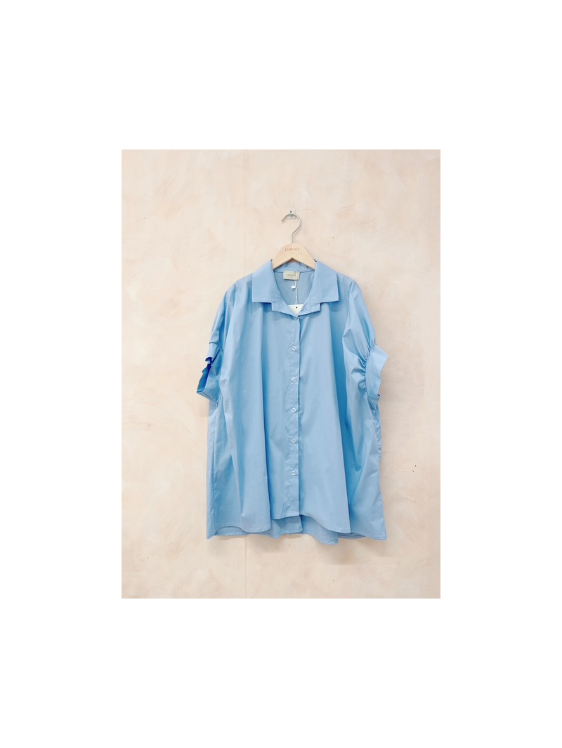Chemise oversize ciel manches 3/4 boutonnée | Chemise fluide femme tendance