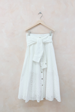Jupe blanche broderie anglaise femme – Jupe longue coton ceinture originale | Sud Access