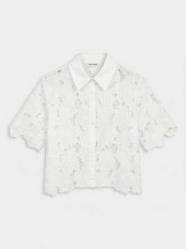 Chemise courte dentelle blanche femme – Chemise FLEURS broderie florale chic | Sud Access Chemise courte dentelle blanche femme – Chemise FLEURS broderie florale chic | Sud Access