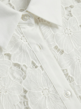 Chemise courte dentelle blanche femme – Chemise FLEURS broderie florale chic | Sud Access Chemise courte dentelle blanche femme – Chemise FLEURS broderie florale chic | Sud Access