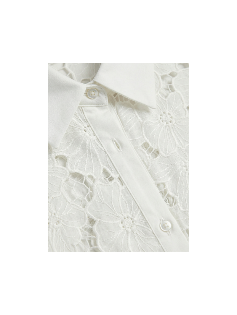 Chemise courte dentelle blanche femme – Chemise FLEURS broderie florale chic | Sud Access Chemise courte dentelle blanche femme – Chemise FLEURS broderie florale chic | Sud Access
