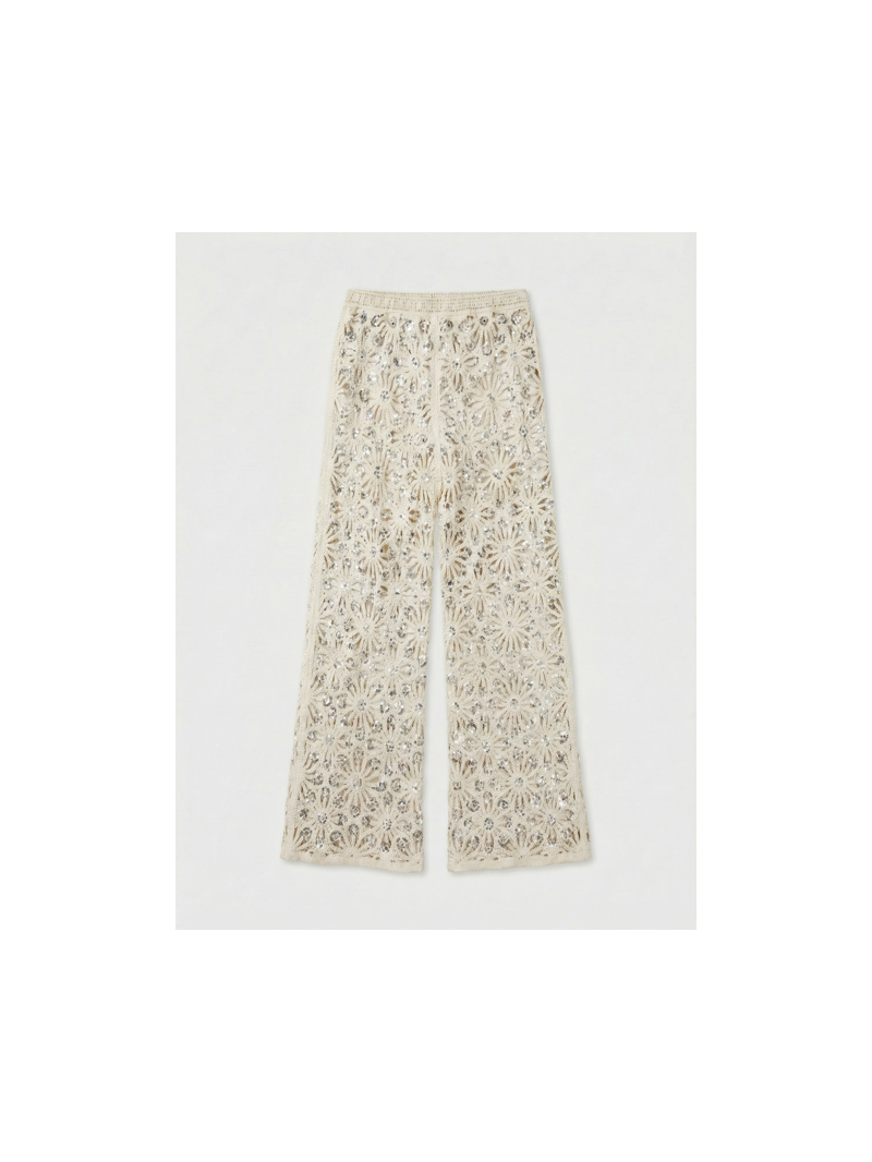 Pantalon crochet femme beige sequins – Pantalon ST TROPEZ bohème chic été | Sud Access Pantalon crochet femme beige sequins – Pantalon ST TROPEZ bohème chic été | Sud Access