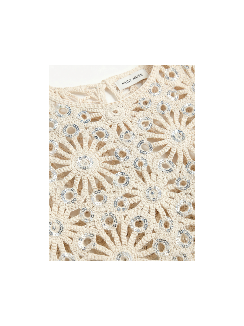 Top crochet femme beige sequins – Top ST TROPEZ bohème chic sans manches été | Sud Access Top crochet femme beige sequins – Top ST TROPEZ bohème chic sans manches été | Sud Access