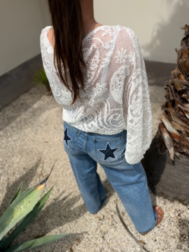 Top dentelle écru femme manches larges – coton & polyamide | Sud Access Top dentelle écru femme manches larges – coton & polyamide | Sud Access