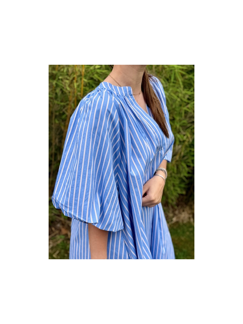 Robe courte CRUSH rayée bleue | Sud Access Montélimar