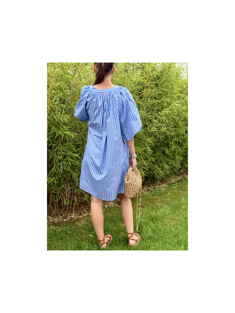 Robe courte CRUSH rayée bleue | Sud Access Montélimar
