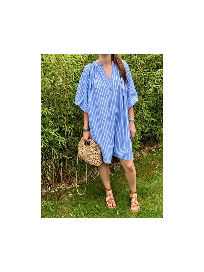 Robe courte CRUSH rayée bleue | Sud Access Montélimar