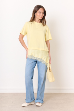 T-shirt loose asymétrique femme jaune – Fluide et confortable T-shirt loose asymétrique femme jaune – Fluide et confortable