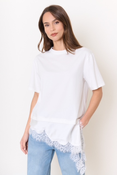 T-shirt loose asymétrique femme blanc – Fluide et confortable