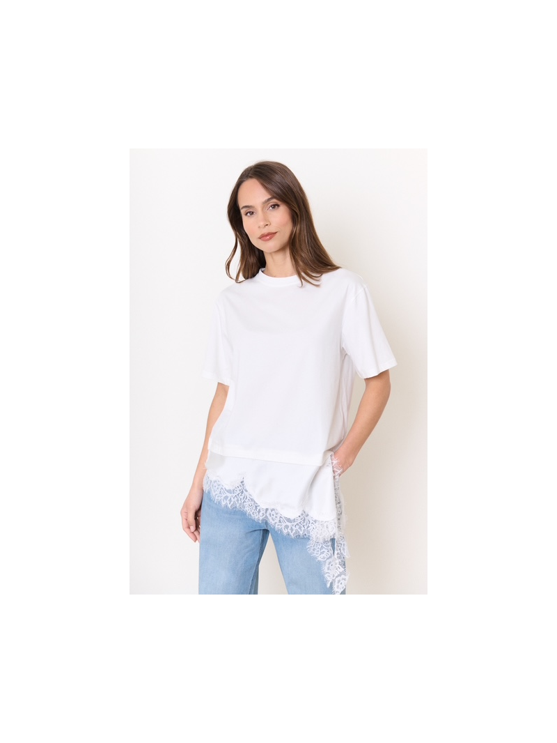 T-shirt loose asymétrique femme blanc – Fluide et confortable