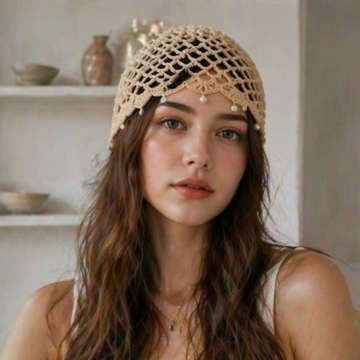 PERLE Bonnet crochet taupe