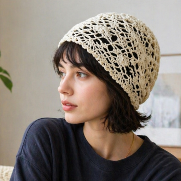 CROCHET Bonnet crochet écru