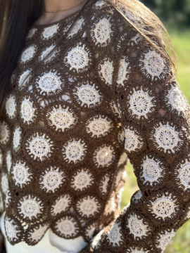 Top crochet femme chocolat écru – Top crop bohème manches évasées | Sud Access Top crochet femme chocolat écru – Top crop bohème manches évasées | Sud Access