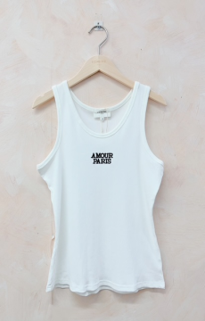 Débardeur blanc côtelé « Amour Paris » noir – Femme tendance chic