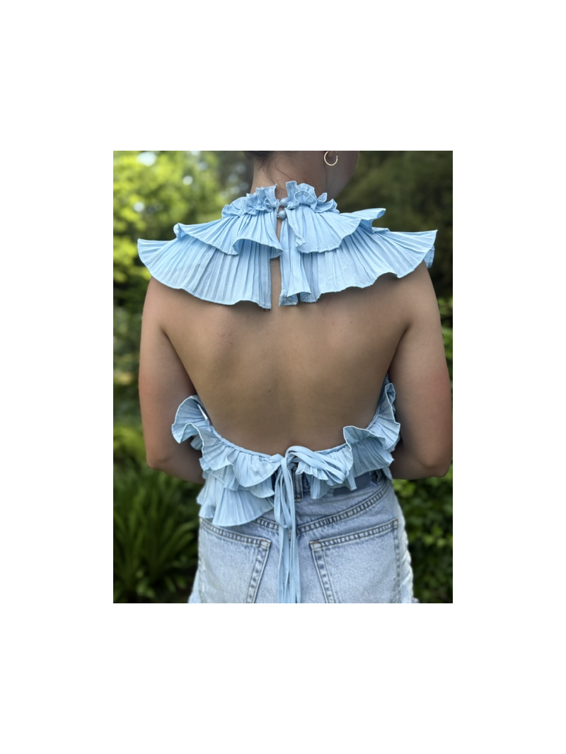 Top dos nu ciel à volants plissés Lovely – top femme élégant et tendance