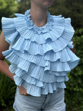 Top dos nu ciel à volants plissés Lovely – top femme élégant et tendance
