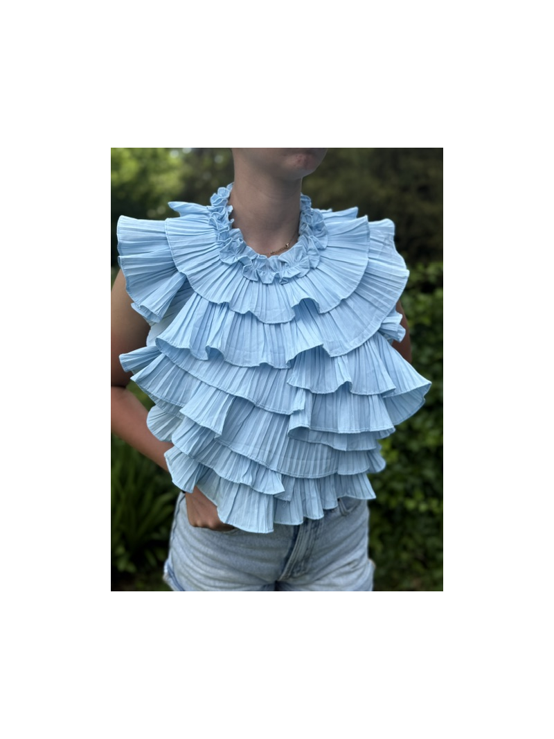 Top dos nu ciel à volants plissés Lovely – top femme élégant et tendance