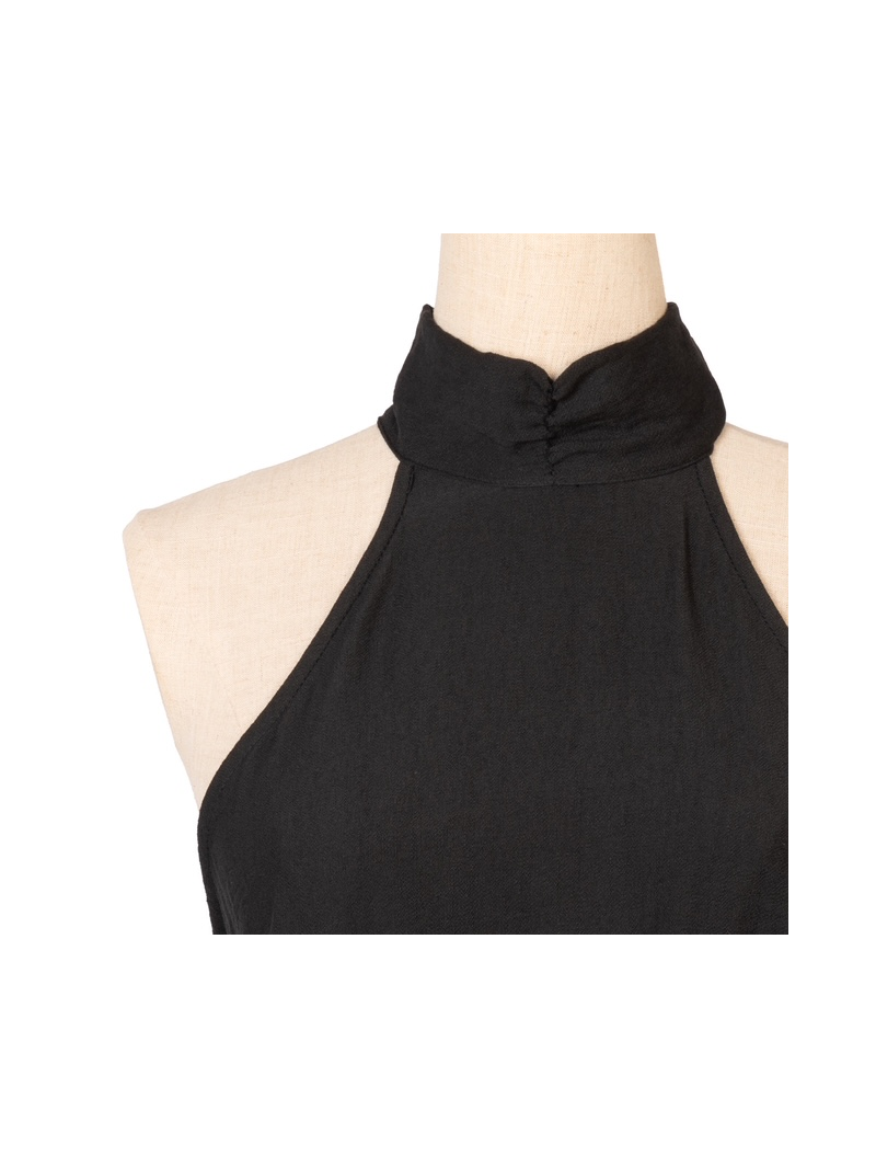 Top satin noir asymétrique dentelle – Top col montant femme tendance Top satin noir asymétrique dentelle – Top col montant femme tendance