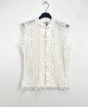 Blouse dentelle écrue style chinois – Blouse cintrée femme Sud Access