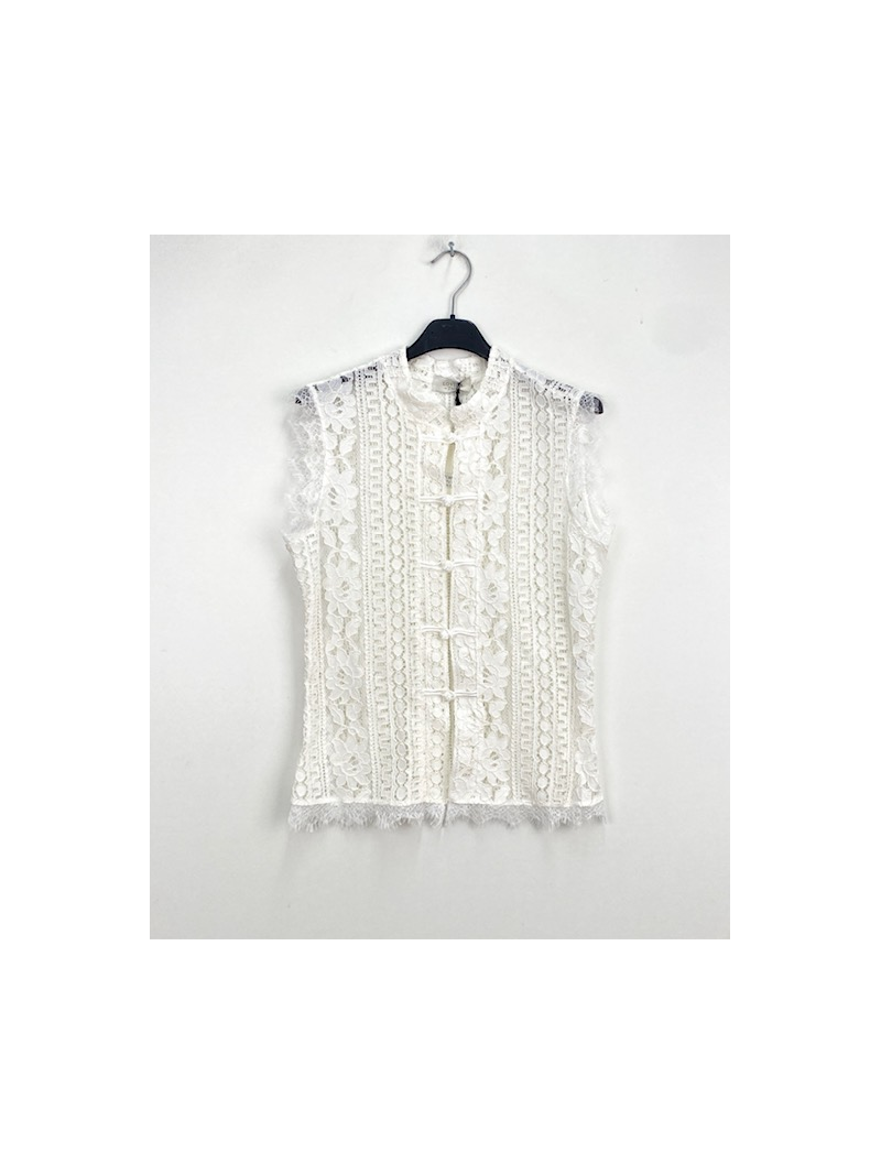 Blouse dentelle écrue style chinois – Blouse cintrée femme Sud Access Blouse dentelle écrue style chinois – Blouse cintrée femme Sud Access